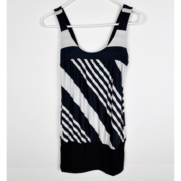 Wet Seal Tops - Wet Seal Top Size Small Tunic Black White Stripe Vintage Y2K Banded Bottom